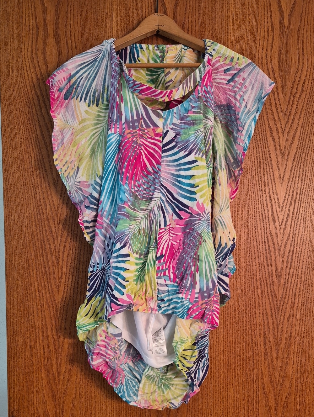 Hailey Lyn Rainbow Tropical Palm Leaf Top Sz XL